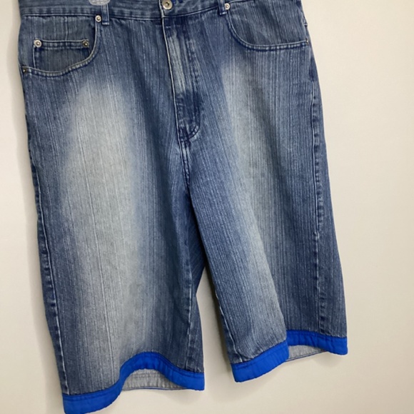 God Body Vintage Denim Shorts Y2K Hip Hop Blue Trim Mens 36 Retro Body Body Deni - Picture 2 of 10